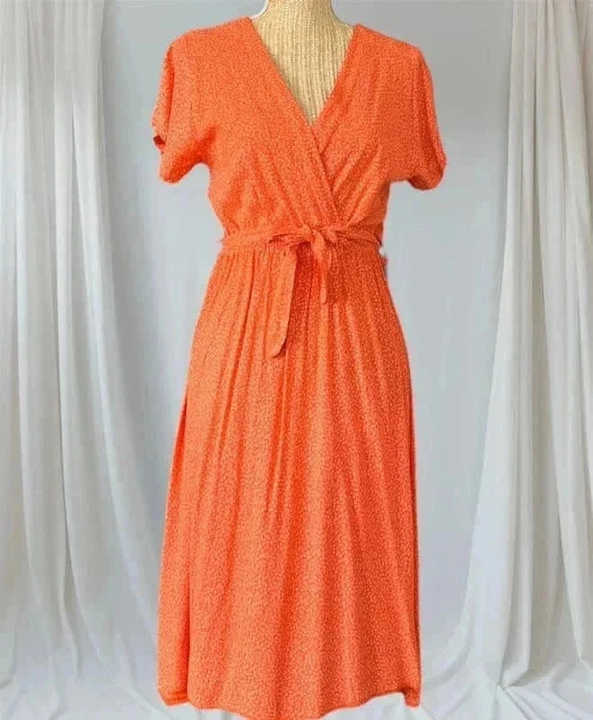 Lindo Vestido feminino midi laranja – photo 6